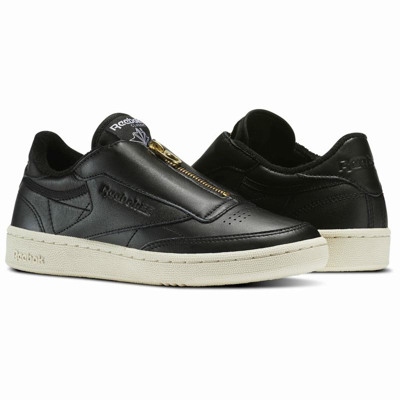 Tenisi Reebok Club C 85 Zip Dama Negrii/Albi Romania TQ9185WT